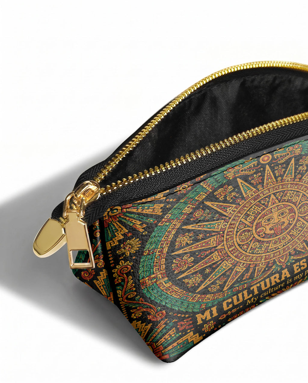 "Mi cultura es mi poder" ver.1 Eclipse Makeup Bag - side view | Paleta Bags