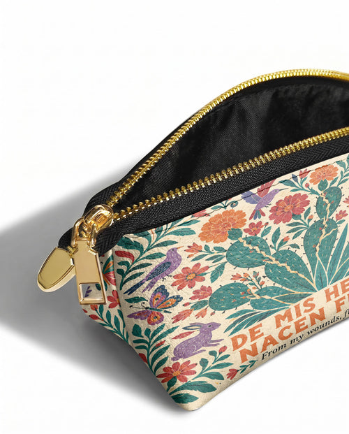 "De mis heridas nacen flores" ver.4 Eclipse Makeup Bag - side view | Paleta Bags