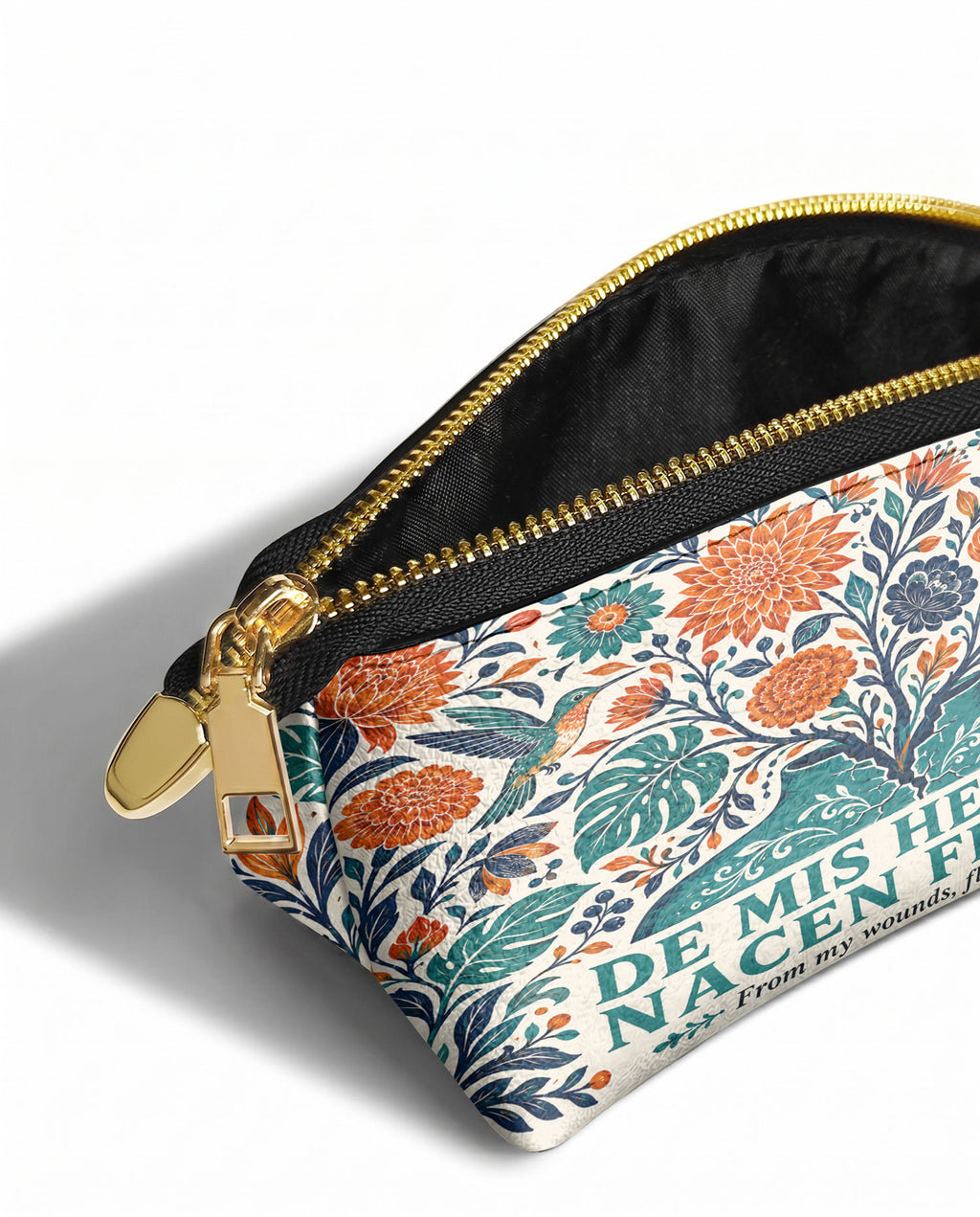 "De mis heridas nacen flores" ver.1 Eclipse Makeup Bag - side view | Paleta Bags