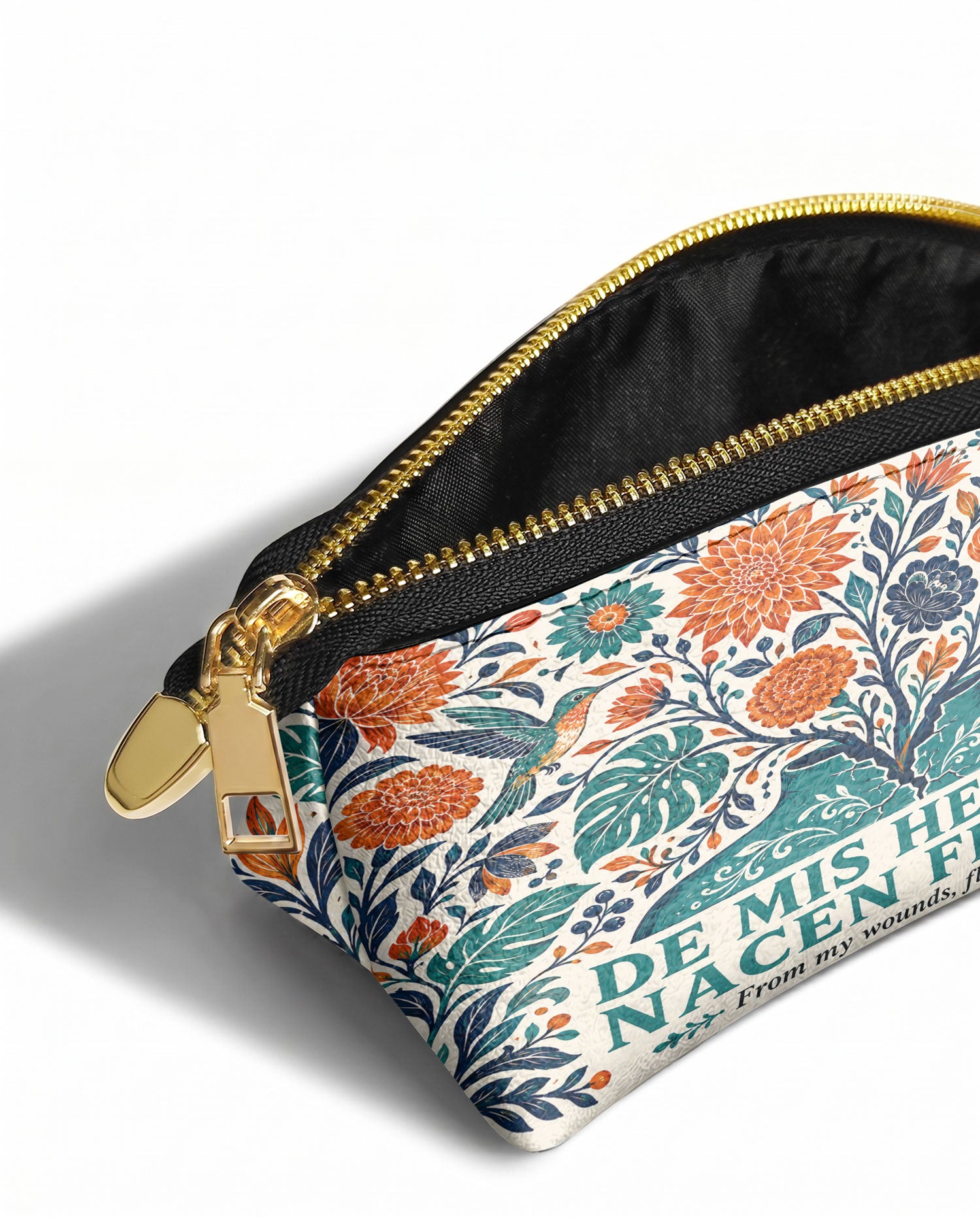 "De mis heridas nacen flores" ver.1 Eclipse Makeup Bag - side view | Paleta Bags