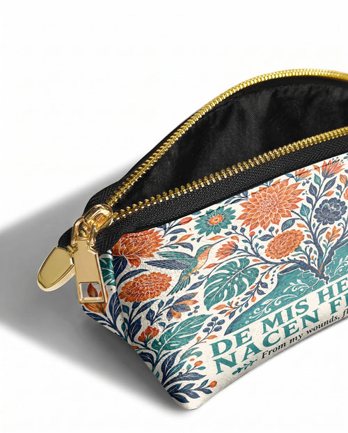 "De mis heridas nacen flores" ver.1 Eclipse Makeup Bag - side view | Paleta Bags