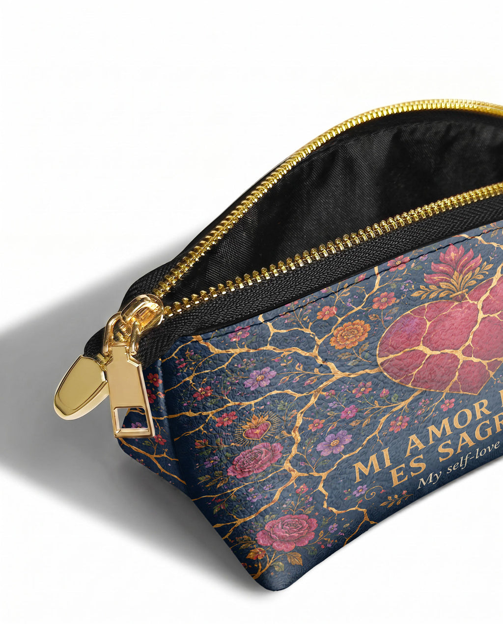 "Mi amor propio es sagrado" ver.3 Eclipse Makeup Bag - side view | Paleta Bags