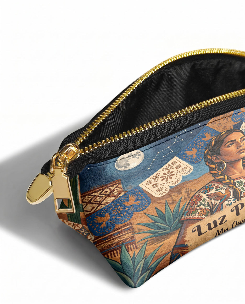 "Luz Propia" ver.1 Eclipse Makeup Bag - side view | Paleta Bags