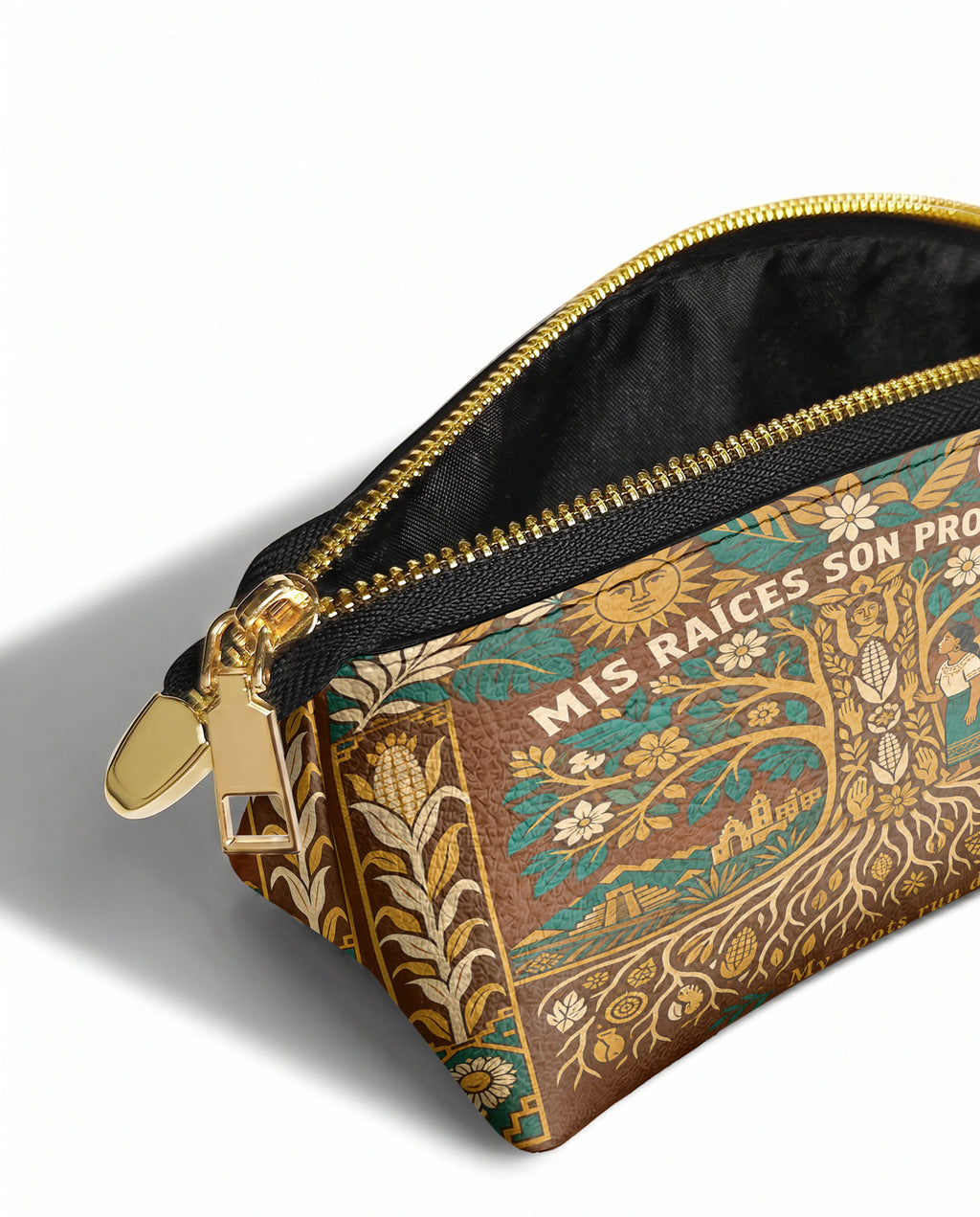 "Mis Raíces son Profundas" ver.3 Eclipse Makeup Bag - side view | Paleta Bags