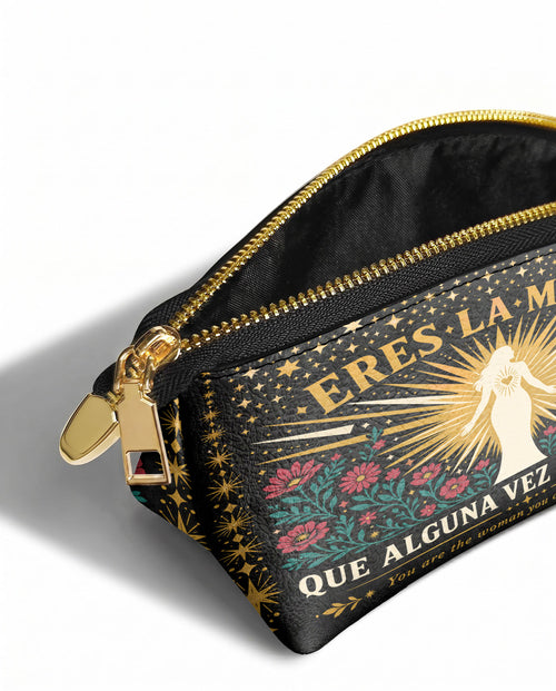 "Eres la mujer que alguna vez soñaste ser" ver.9 Eclipse Makeup Bag - side view | Paleta Bags