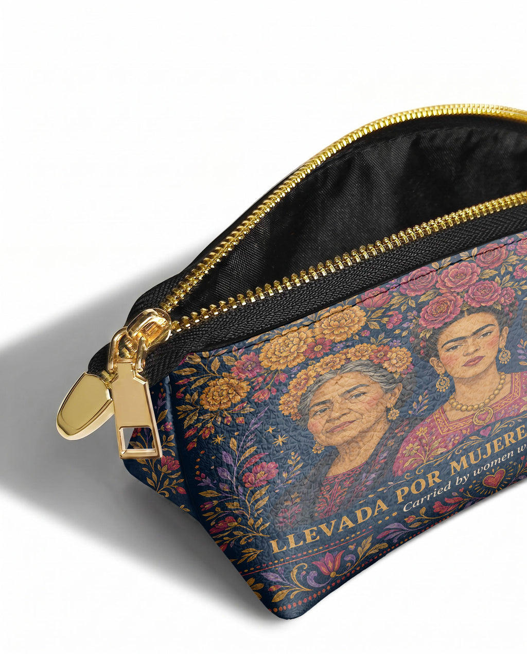 "Llevada por mujeres que inspiran" ver.2 Eclipse Makeup Bag - side view | Paleta Bags