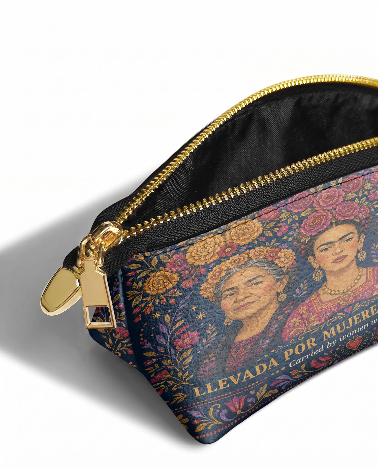 "Llevada por mujeres que inspiran" ver.2 Eclipse Makeup Bag - side view | Paleta Bags