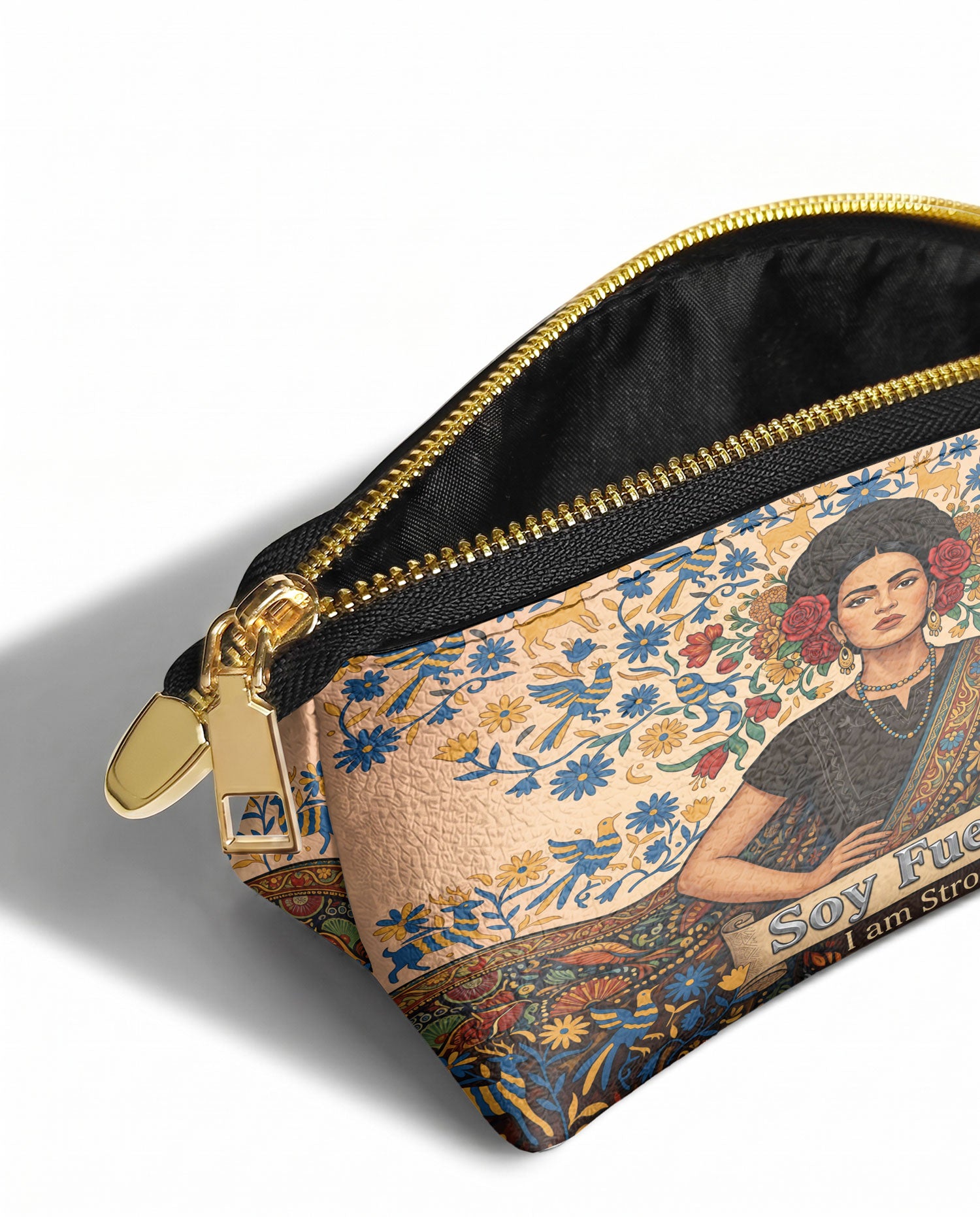 "Soy Fuerte" ver.3 Eclipse Makeup Bag - side view | Paleta Bags