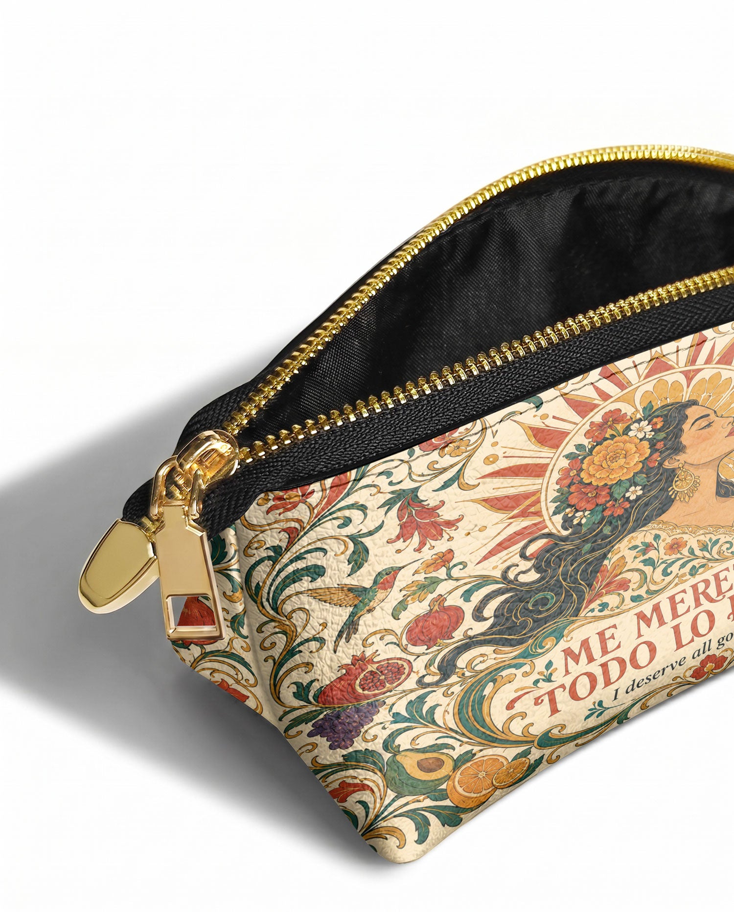"Me merezco todo lo bueno" ver.3 Eclipse Makeup Bag - side view | Paleta Bags
