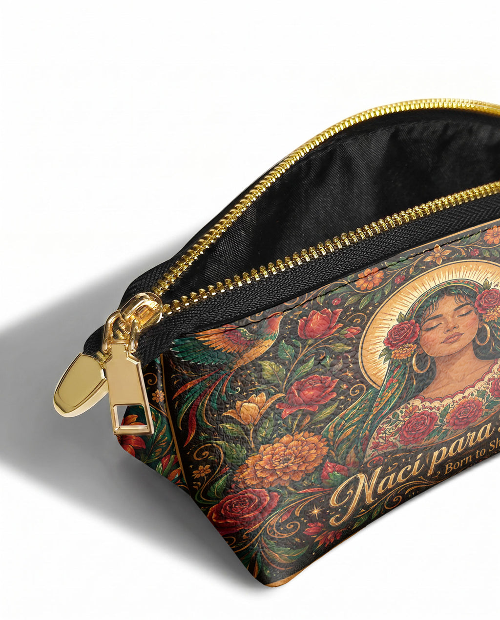 "Nací para brillar" ver.3 Eclipse Makeup Bag - side view | Paleta Bags