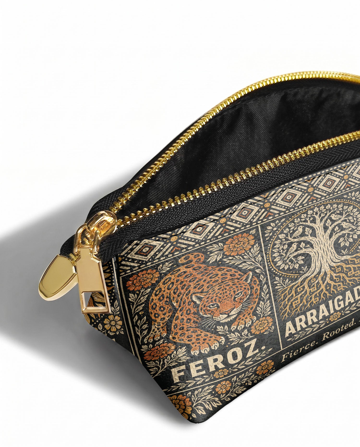 "Feroz. Arraigada. Radiante" ver.4 Eclipse Makeup Bag - side view | Paleta Bags
