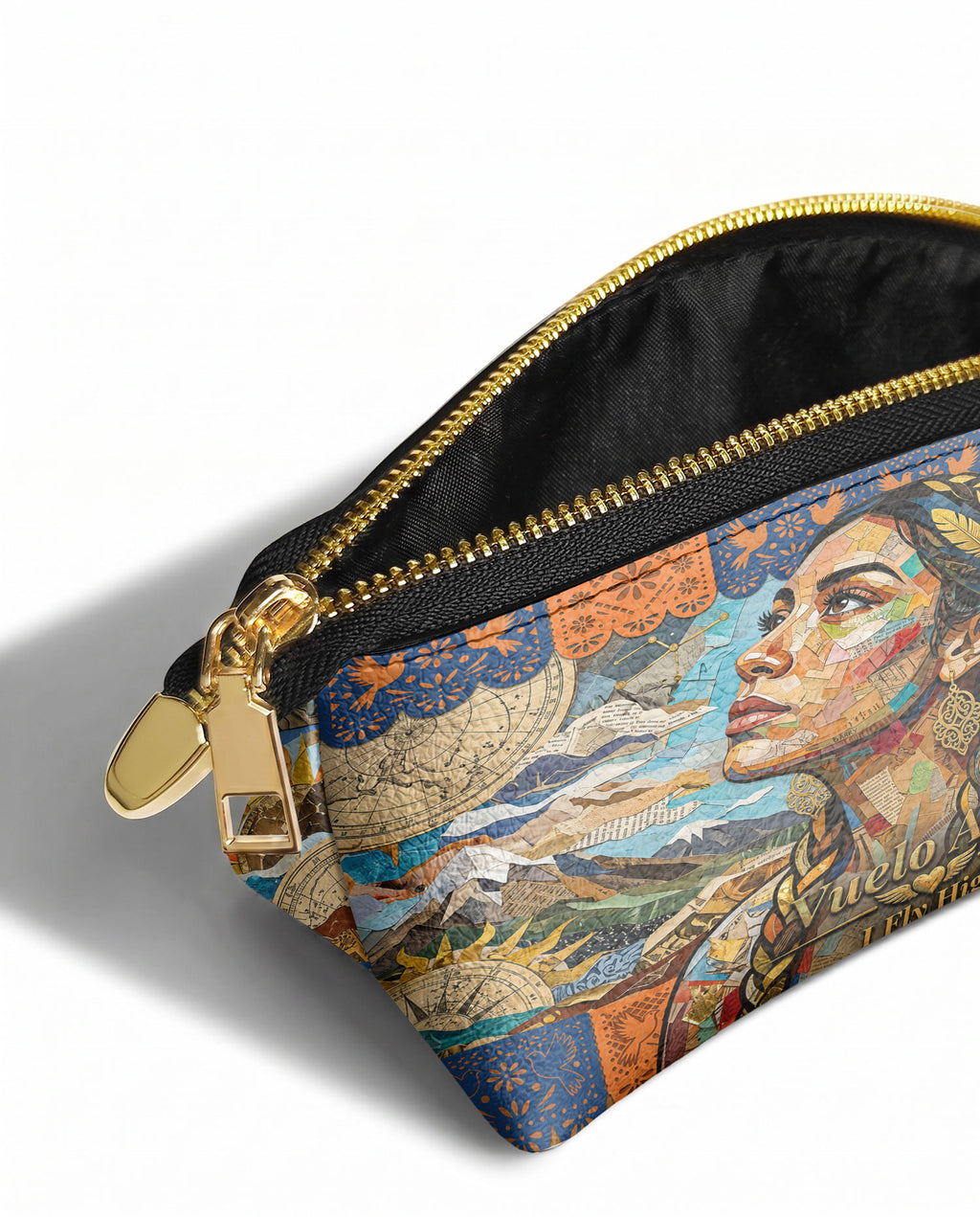 "Vuelo Alto" ver.4 Eclipse Makeup Bag - side view | Paleta Bags