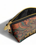 "Soy fuego que no se apaga" ver.1 Eclipse Makeup Bag - side view | Paleta Bags