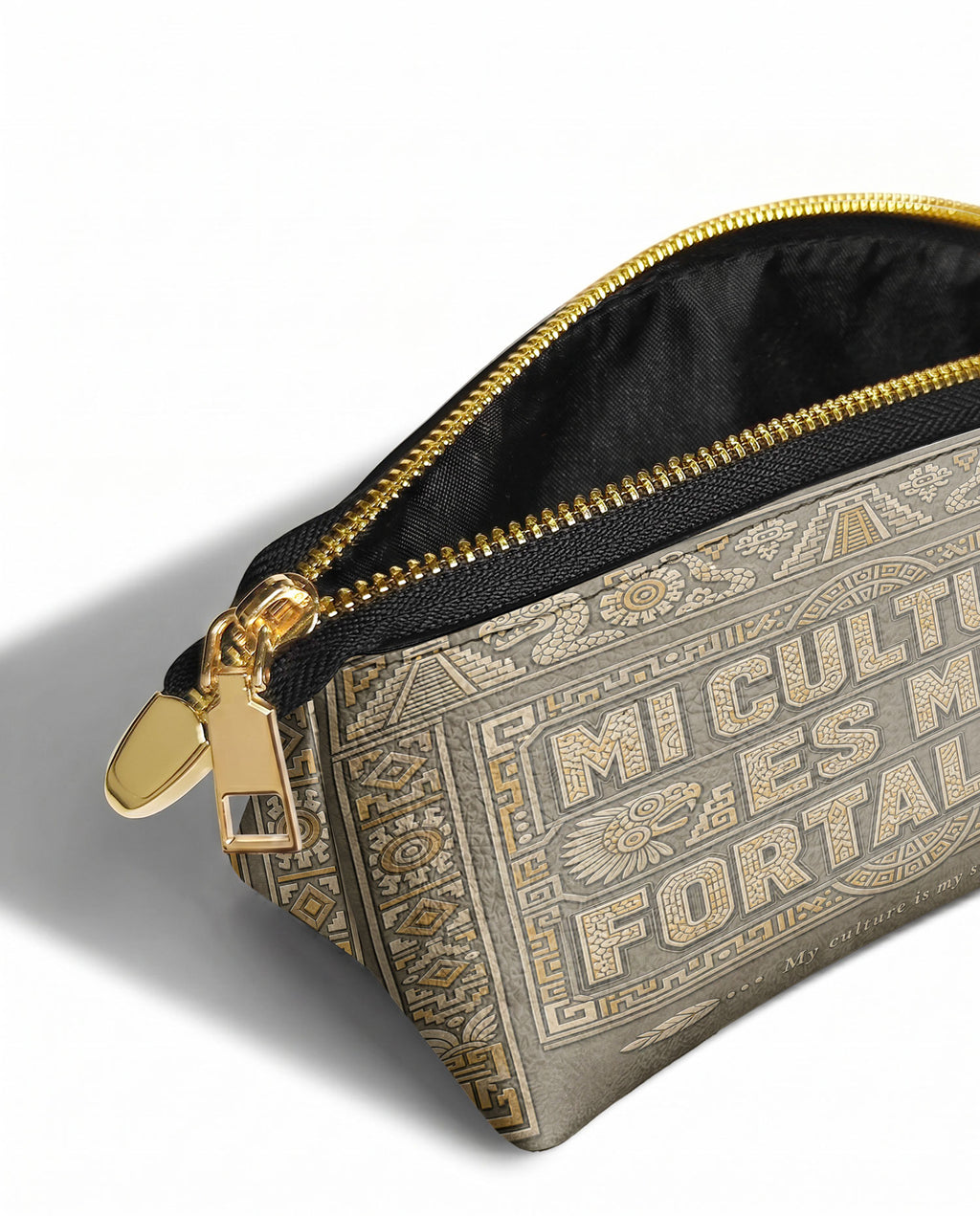 "Mi cultura es mi fortaleza" ver.5 Eclipse Makeup Bag - side view | Paleta Bags
