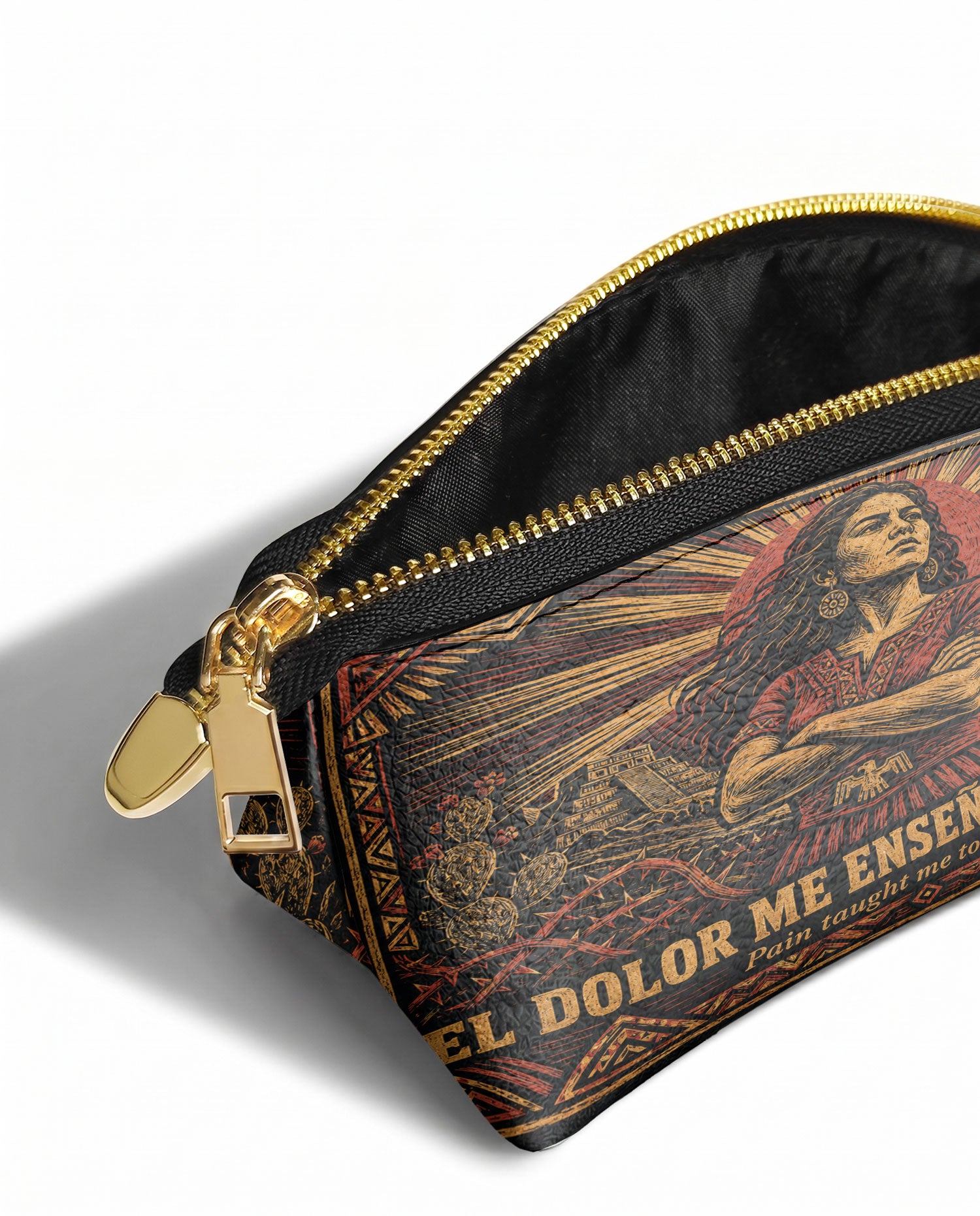 "El dolor me enseñó a ser fuerte" ver.2 Eclipse Makeup Bag - side view | Paleta Bags