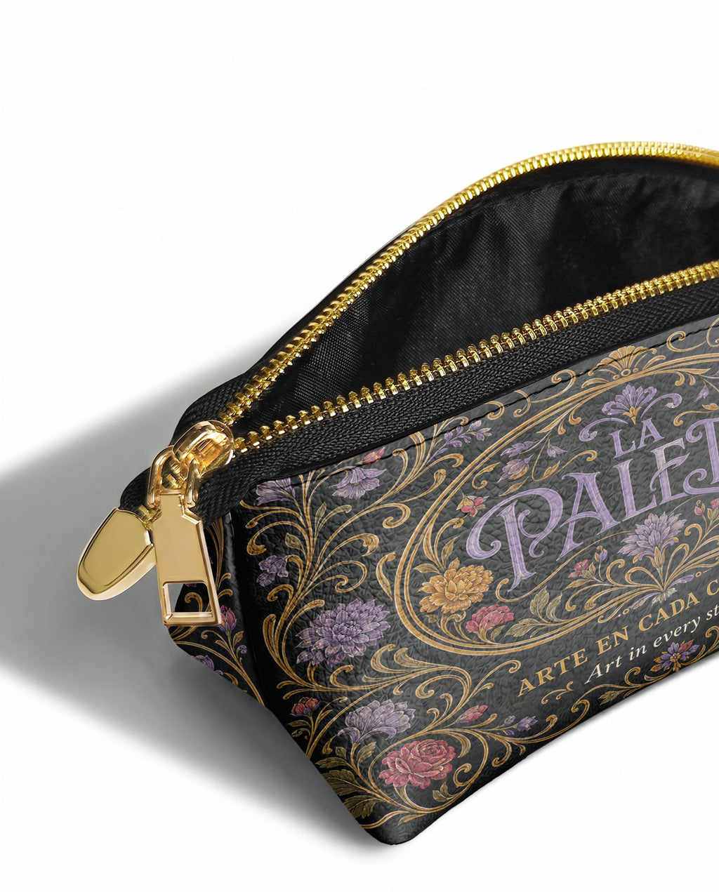 "La Paleta — Arte en cada costura" ver.1 Eclipse Makeup Bag - side view | Paleta Bags