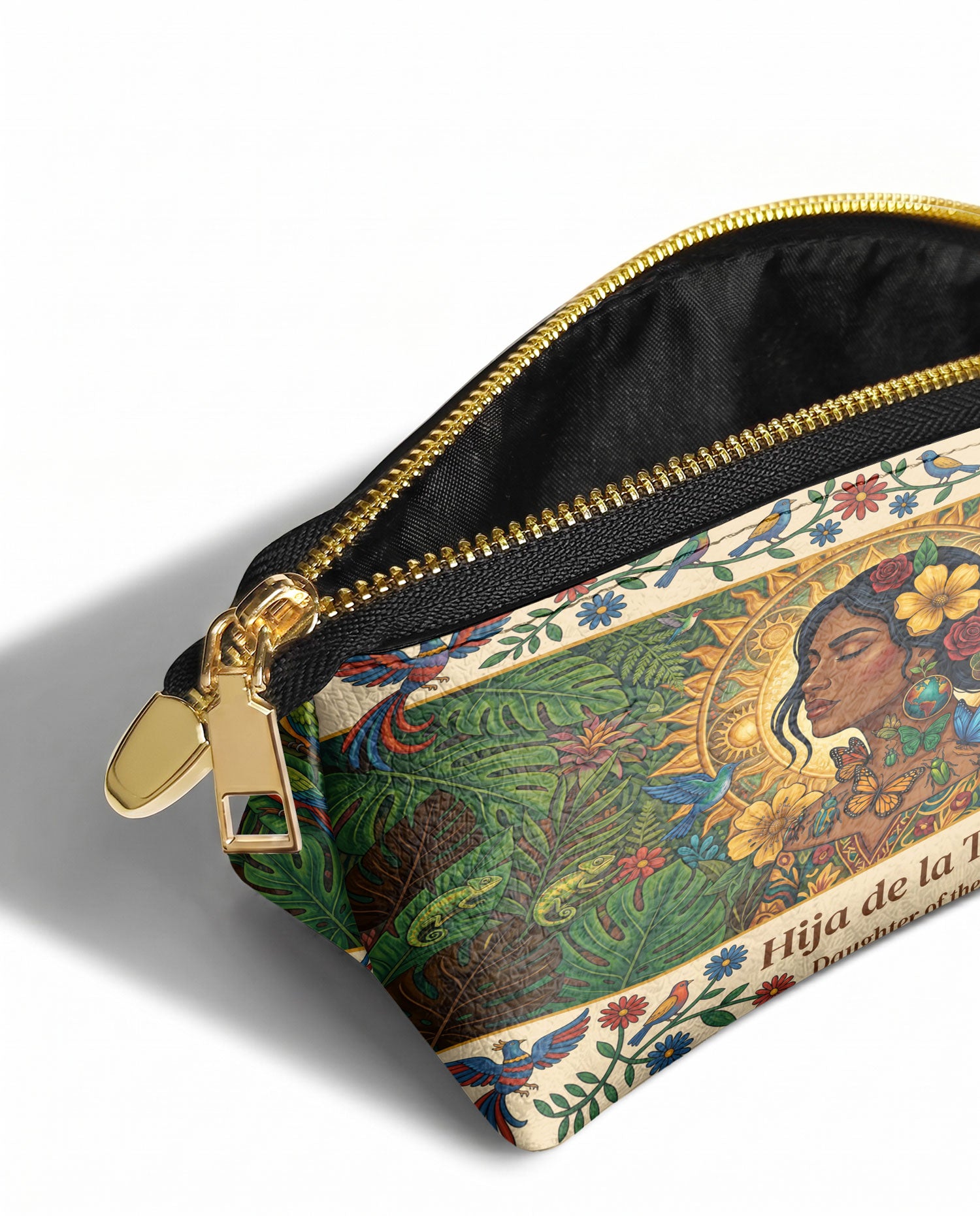 "Soy hija de la tierra" ver.6 Eclipse Makeup Bag - side view | Paleta Bags