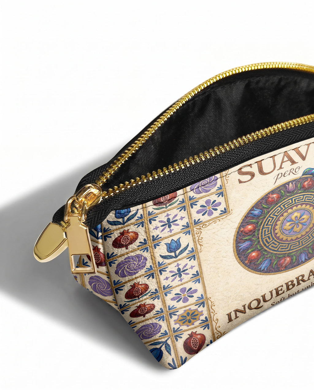 "Suave pero inquebrantable" ver.5 Eclipse Makeup Bag - side view | Paleta Bags