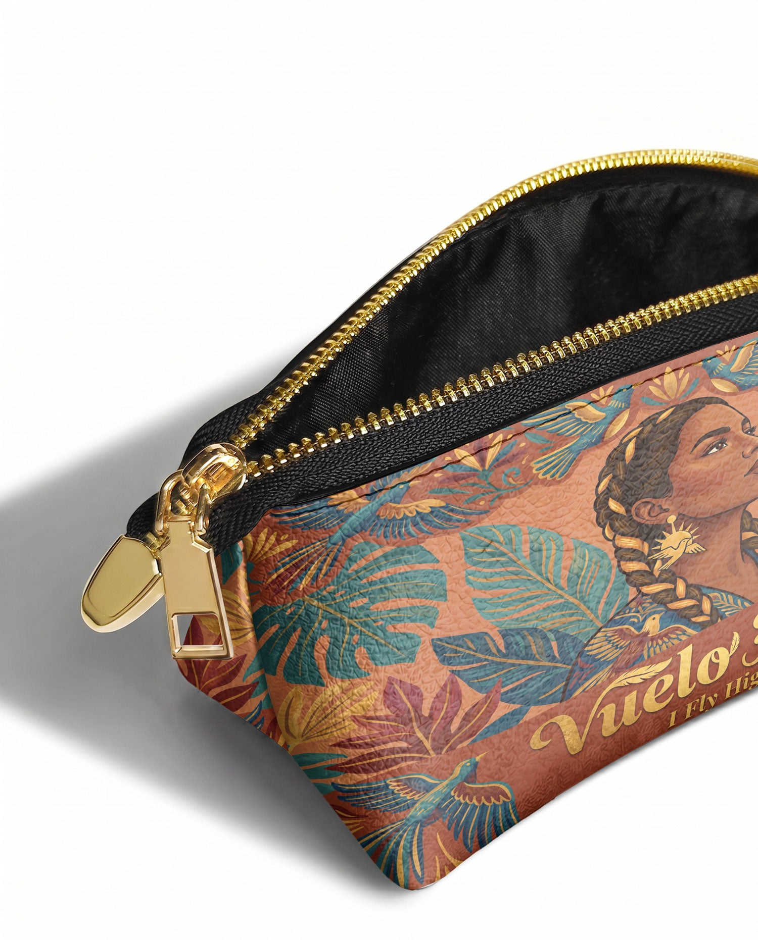 "Vuelo Alto" ver.1 Eclipse Makeup Bag - side view | Paleta Bags