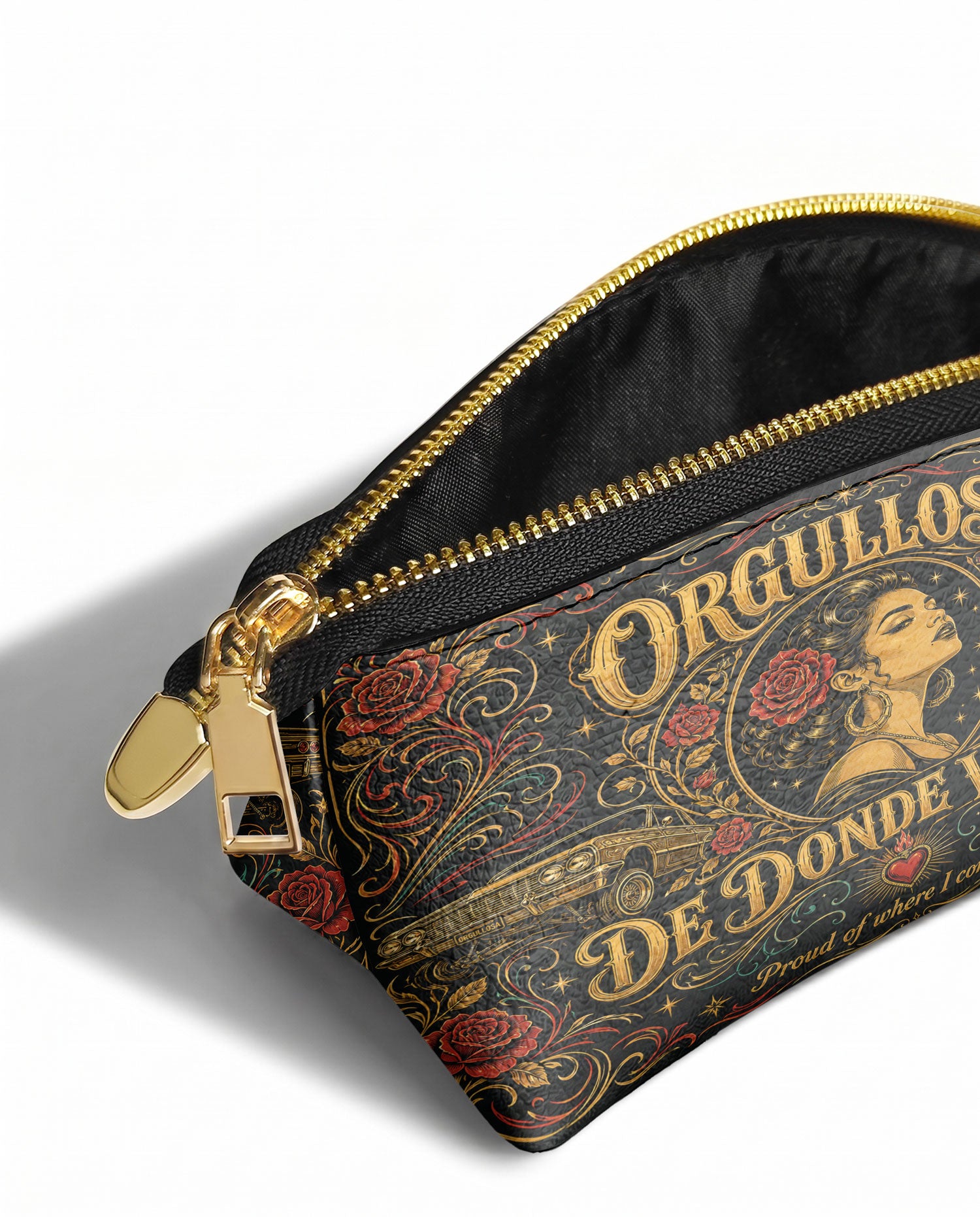 "Orgullosa de donde vengo" ver.4 Eclipse Makeup Bag - side view | Paleta Bags