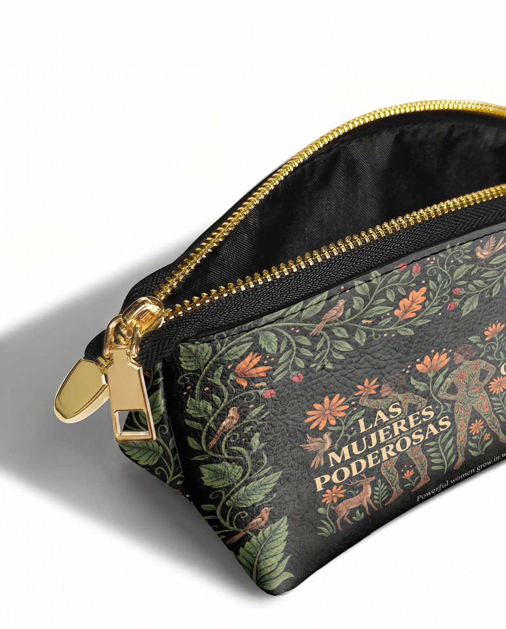 "Las mujeres poderosas crecen en jardines salvajes" ver.2 Eclipse Makeup Bag - side view | Paleta Bags