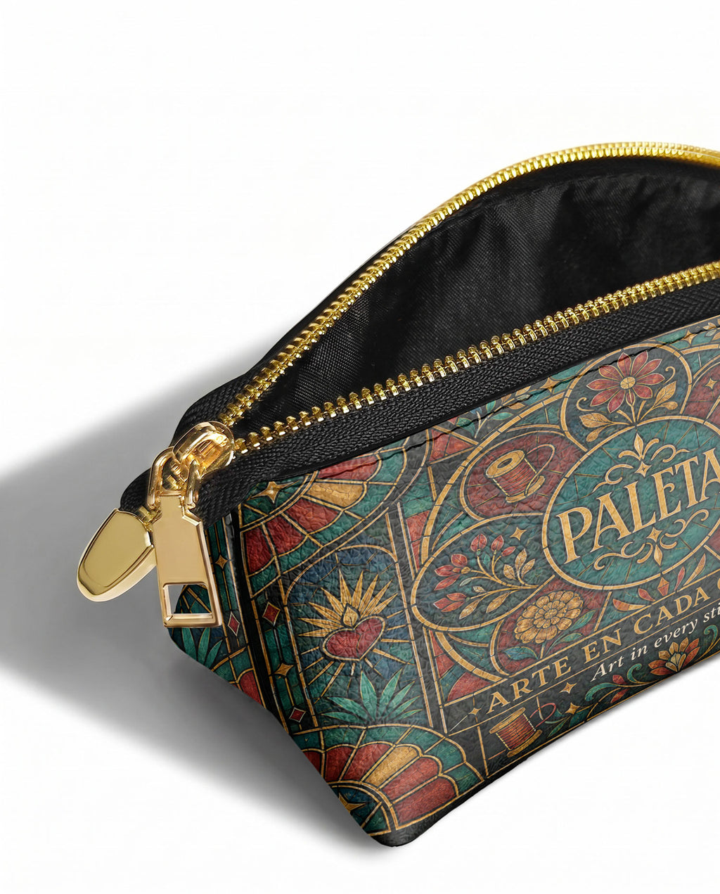 "La Paleta — Arte en cada costura" ver.5 Eclipse Makeup Bag - side view | Paleta Bags