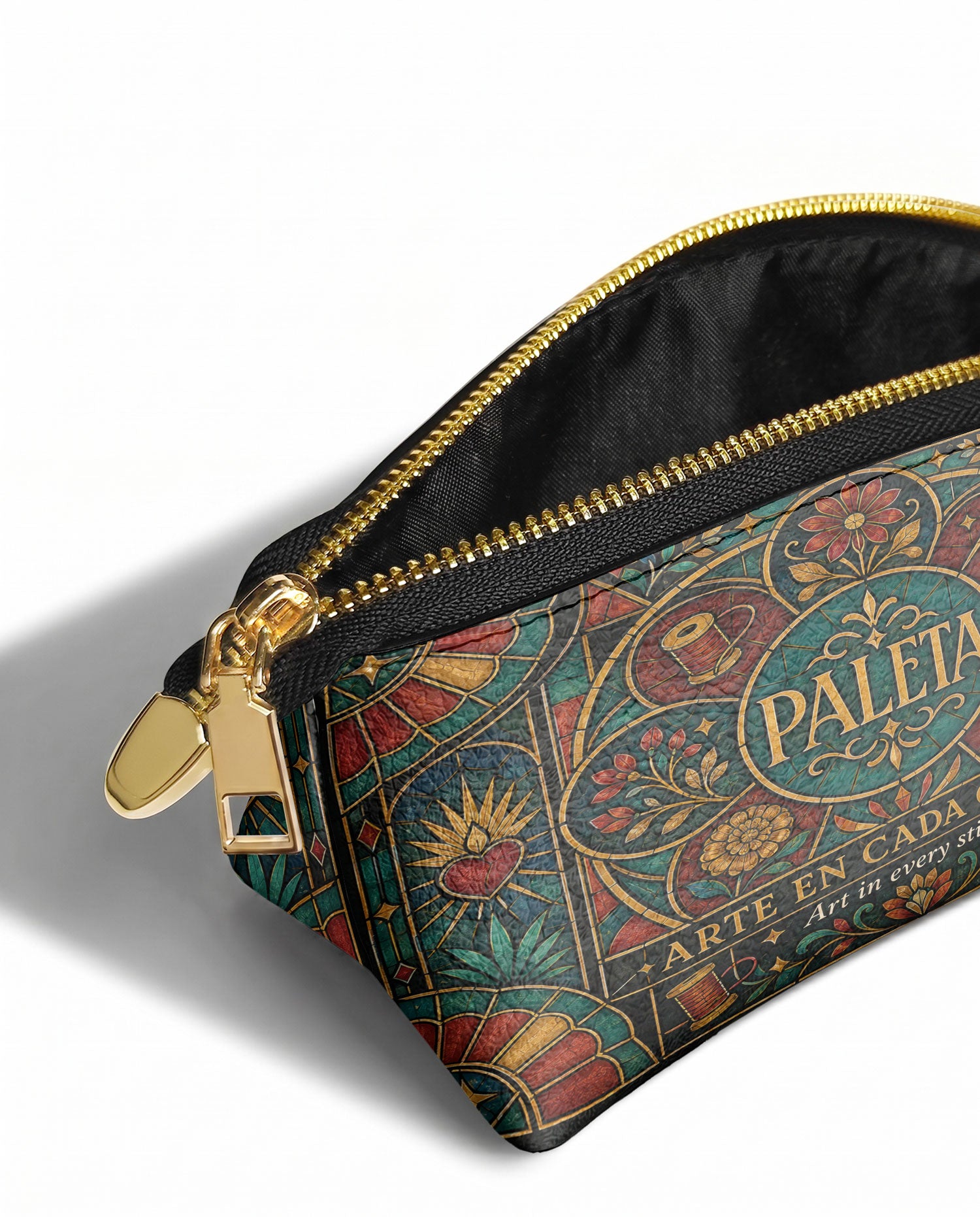 "La Paleta — Arte en cada costura" ver.5 Eclipse Makeup Bag - side view | Paleta Bags