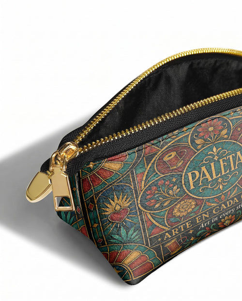 "La Paleta — Arte en cada costura" ver.5 Eclipse Makeup Bag - side view | Paleta Bags