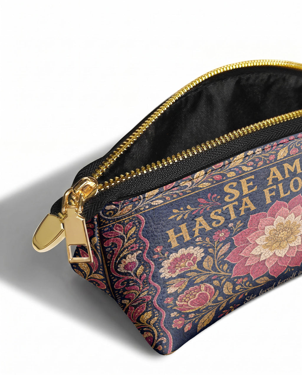 "Se amó hasta florecer" ver.4 Eclipse Makeup Bag - side view | Paleta Bags