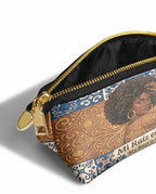 "Mi Raíz es Oro" ver.1 Eclipse Makeup Bag - side view | Paleta Bags