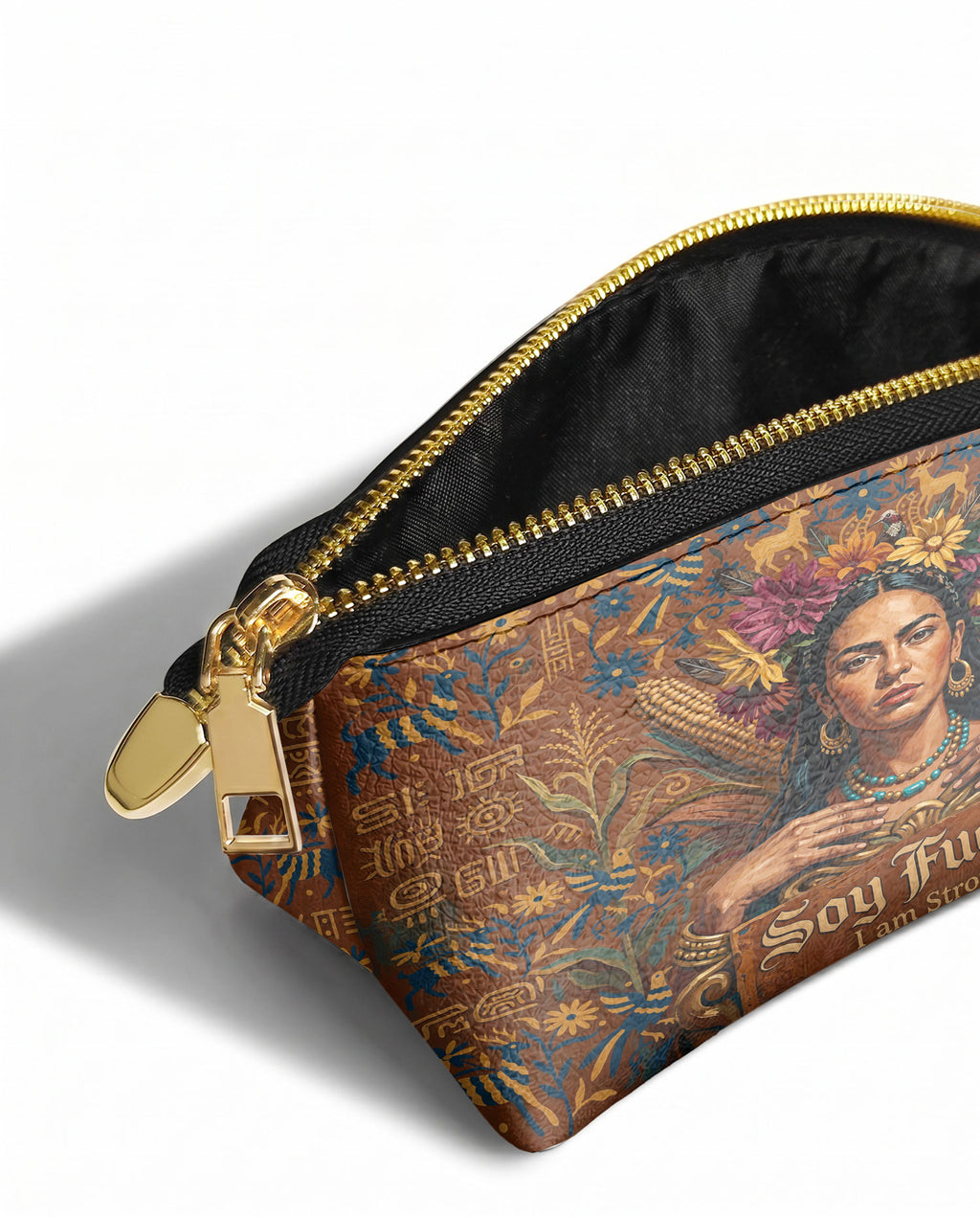 "Soy Fuerte" ver.4 Eclipse Makeup Bag - side view | Paleta Bags