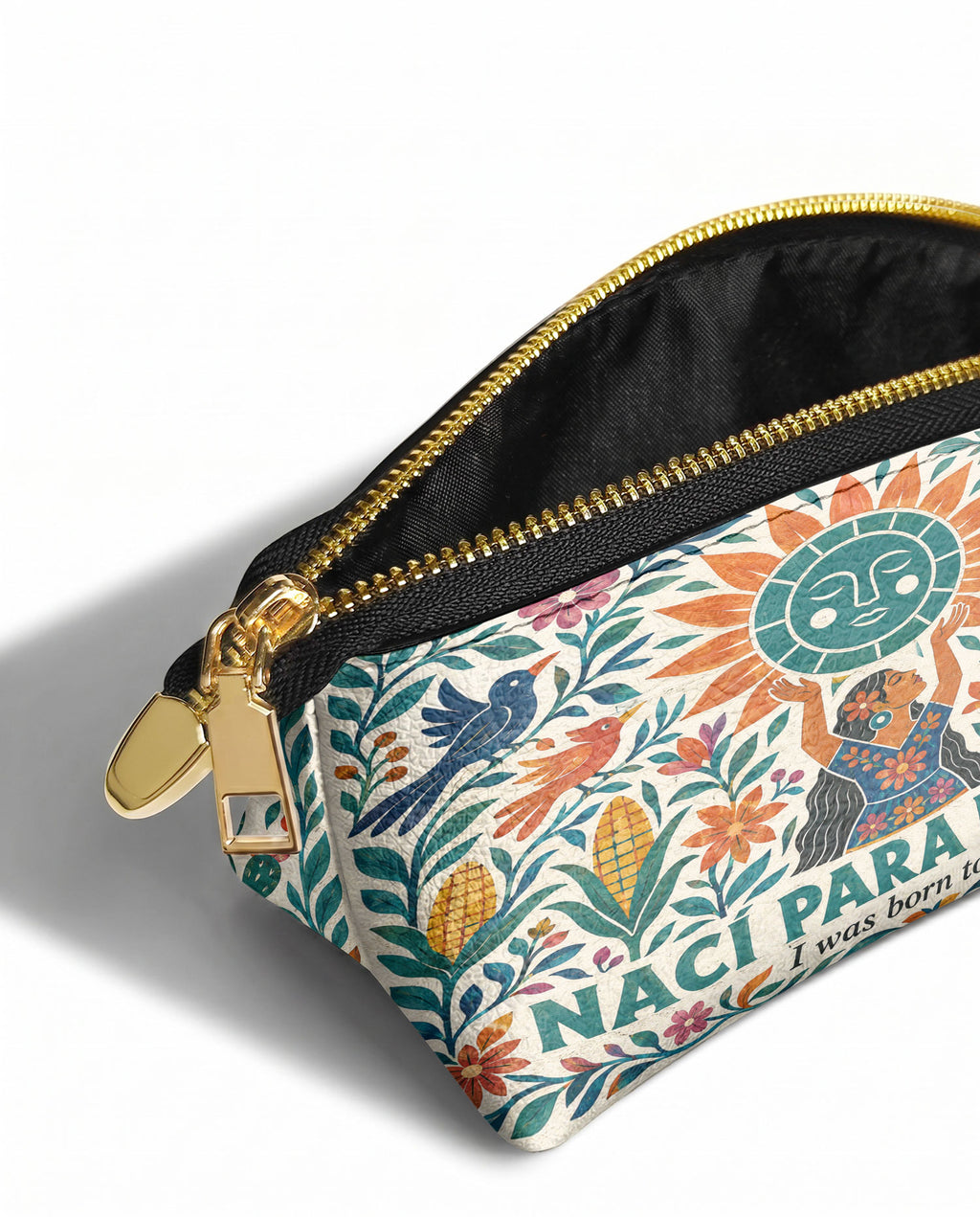 "Nací para brillar" ver.2 Eclipse Makeup Bag - side view | Paleta Bags