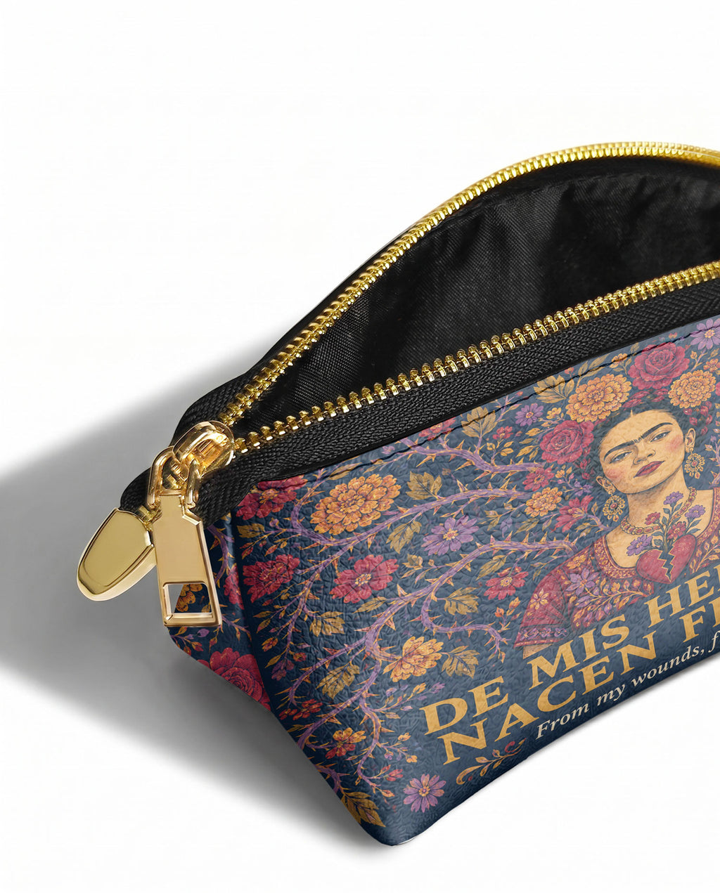 "De mis heridas nacen flores" ver.3 Eclipse Makeup Bag - side view | Paleta Bags
