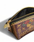 "Lleva su cultura como flores en flor" ver.4 Eclipse Makeup Bag - side view | Paleta Bags