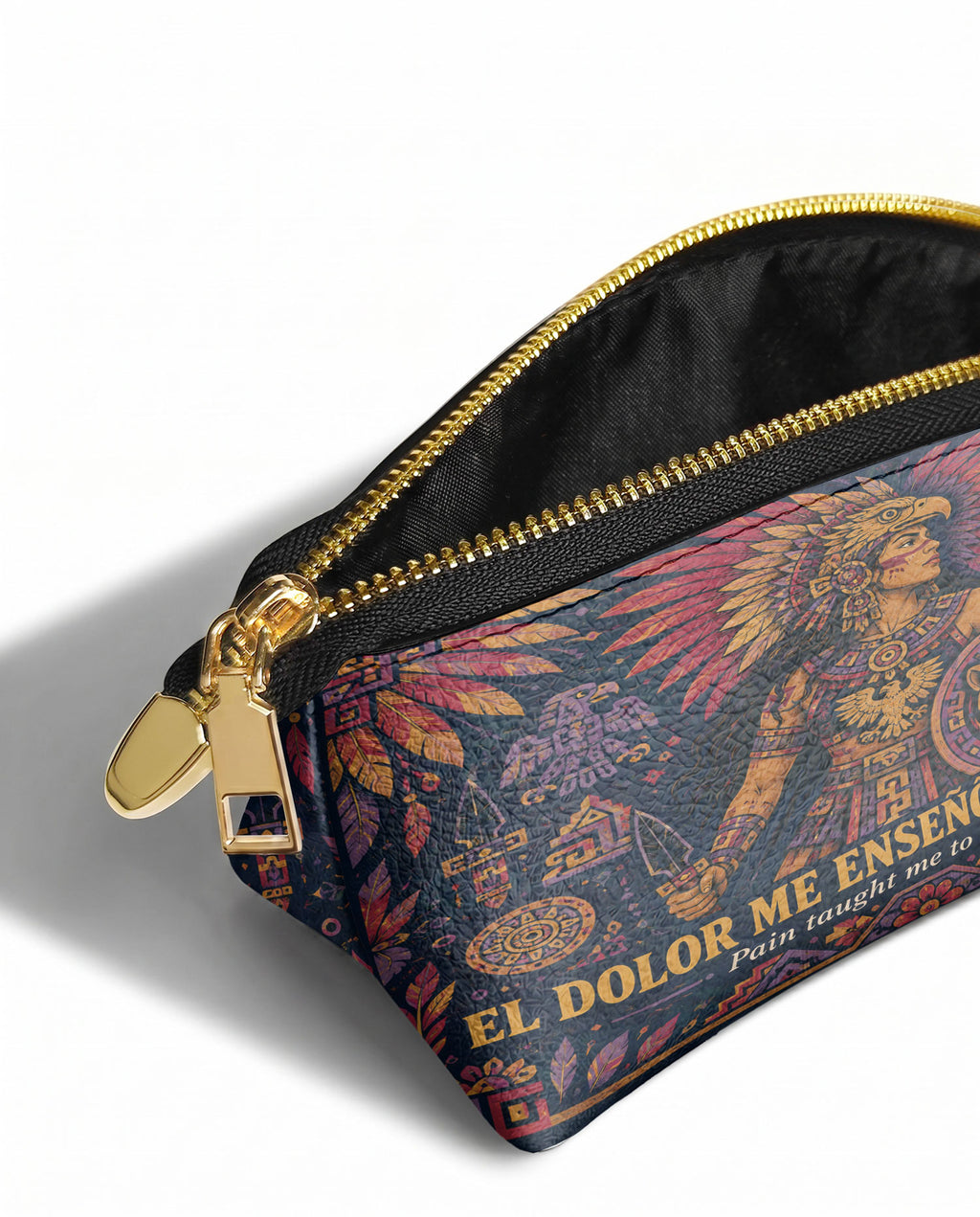 "El dolor me enseñó a ser fuerte" ver.1 Eclipse Makeup Bag - side view | Paleta Bags