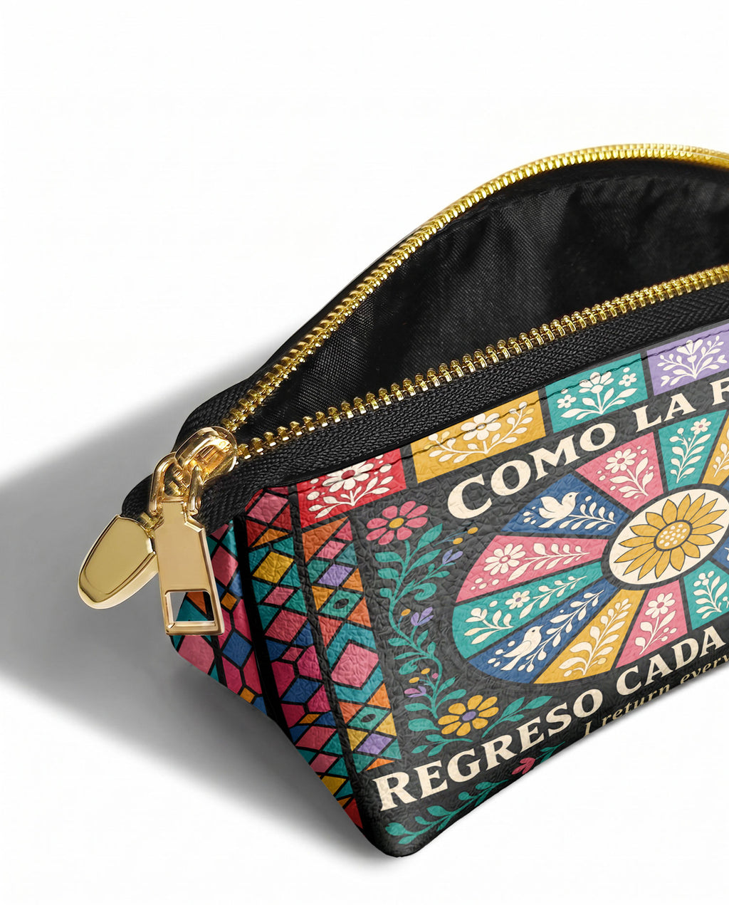 "Como la flor, regreso cada primavera" ver.2 Eclipse Makeup Bag - side view | Paleta Bags
