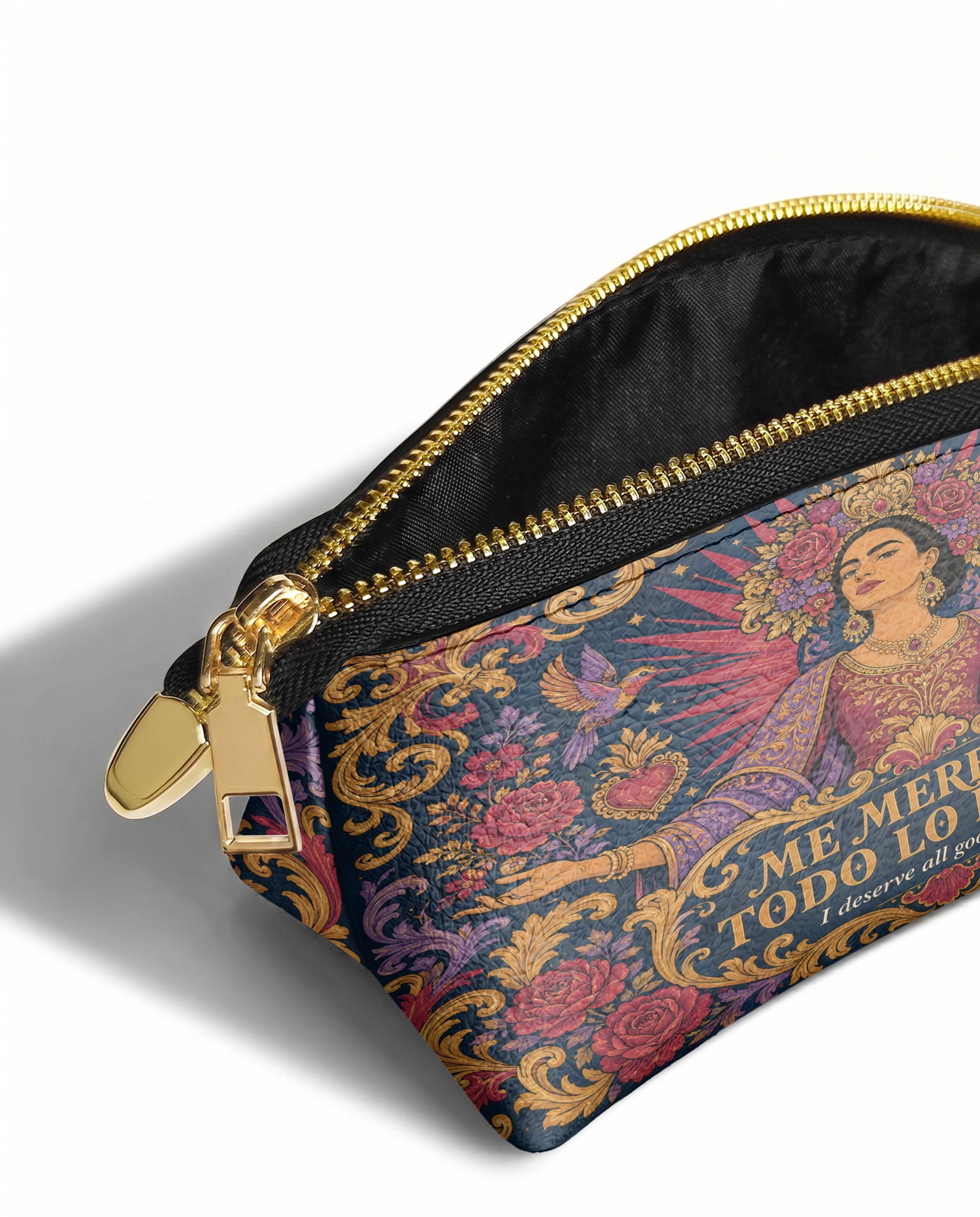 "Me merezco todo lo bueno" ver.2 Eclipse Makeup Bag - side view | Paleta Bags