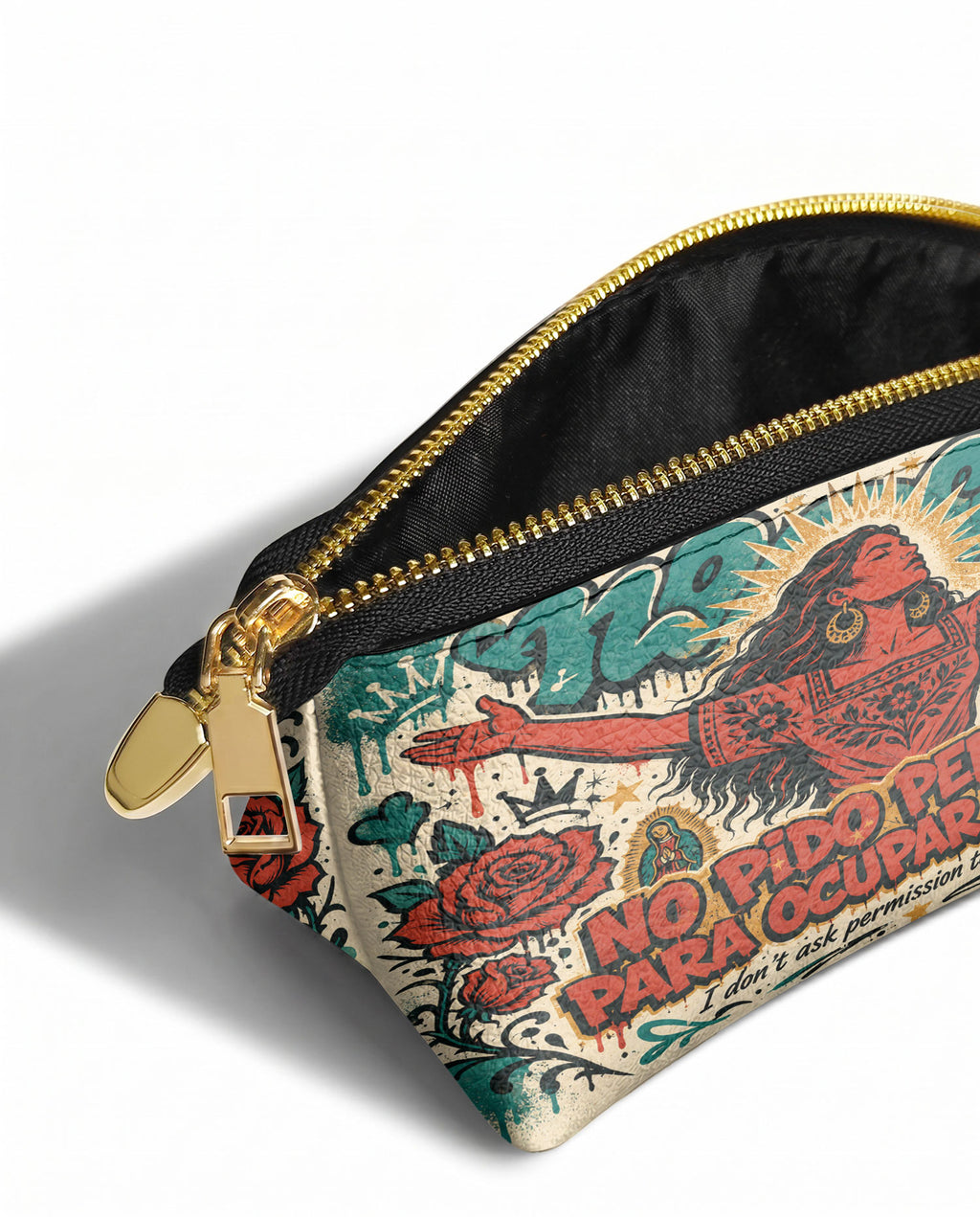 "No pido permiso para ocupar espacio" ver.3 Eclipse Makeup Bag - side view | Paleta Bags