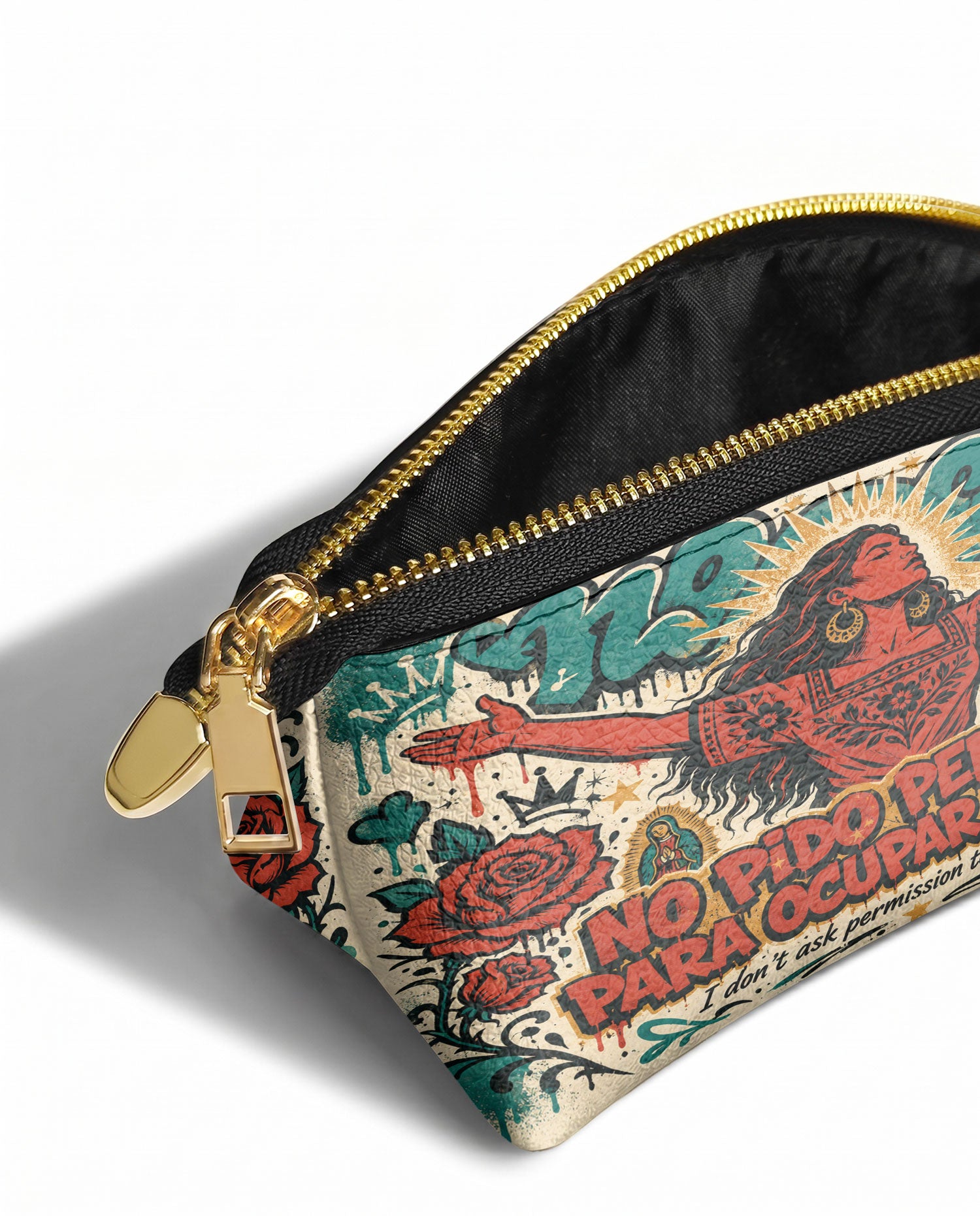 "No pido permiso para ocupar espacio" ver.3 Eclipse Makeup Bag - side view | Paleta Bags