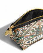 "Me merezco todo lo bueno" ver.5 Eclipse Makeup Bag - side view | Paleta Bags