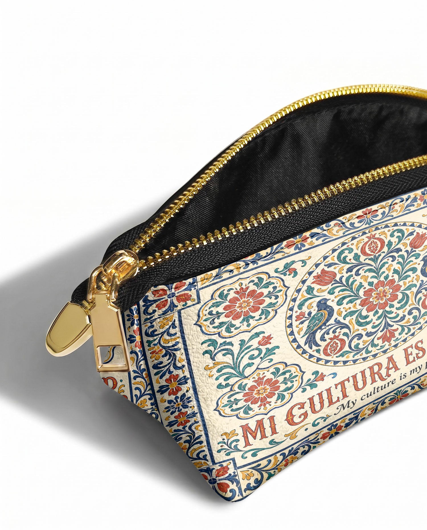 "Mi cultura es mi poder" ver.3 Eclipse Makeup Bag - side view | Paleta Bags