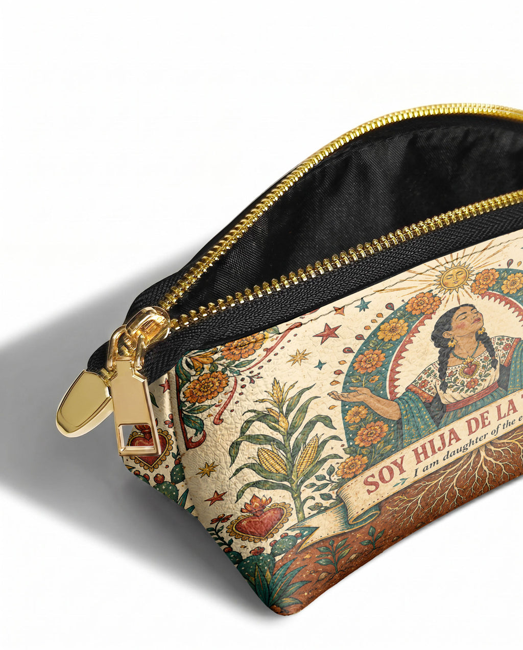 "Soy hija de la tierra" ver.5 Eclipse Makeup Bag - side view | Paleta Bags
