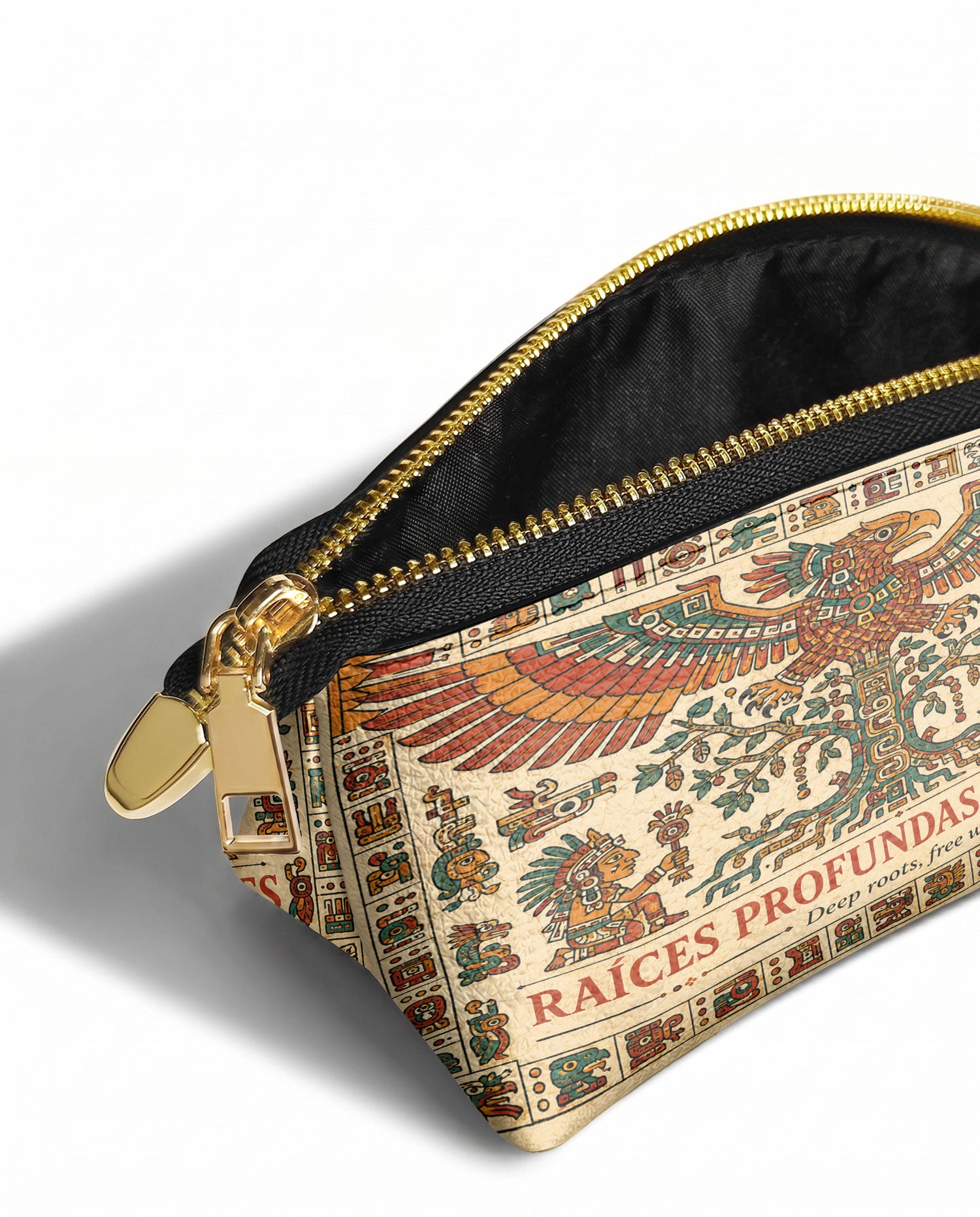 "Raíces profundas, alas libres" ver.3 Eclipse Makeup Bag - side view | Paleta Bags