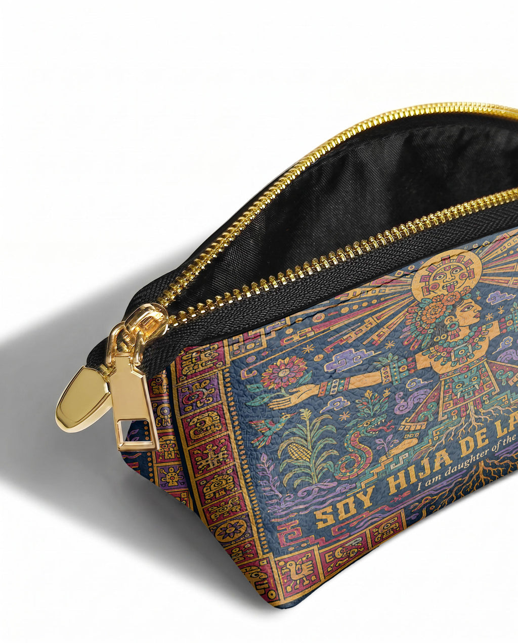 "Soy hija de la tierra" ver.2 Eclipse Makeup Bag - side view | Paleta Bags