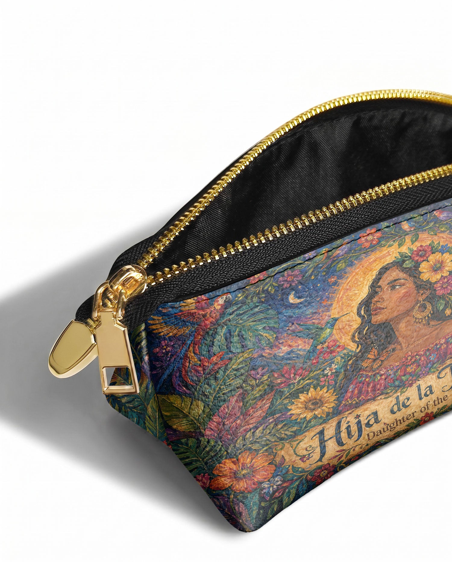 "Soy hija de la tierra" ver.4 Eclipse Makeup Bag - side view | Paleta Bags