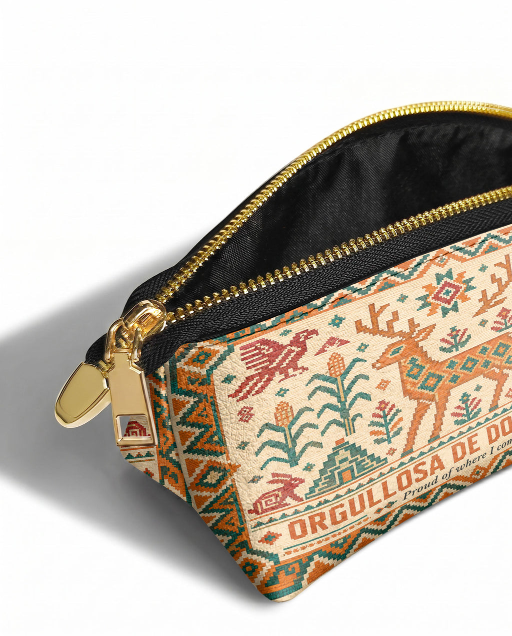 "Orgullosa de donde vengo" ver.1 Eclipse Makeup Bag - side view | Paleta Bags