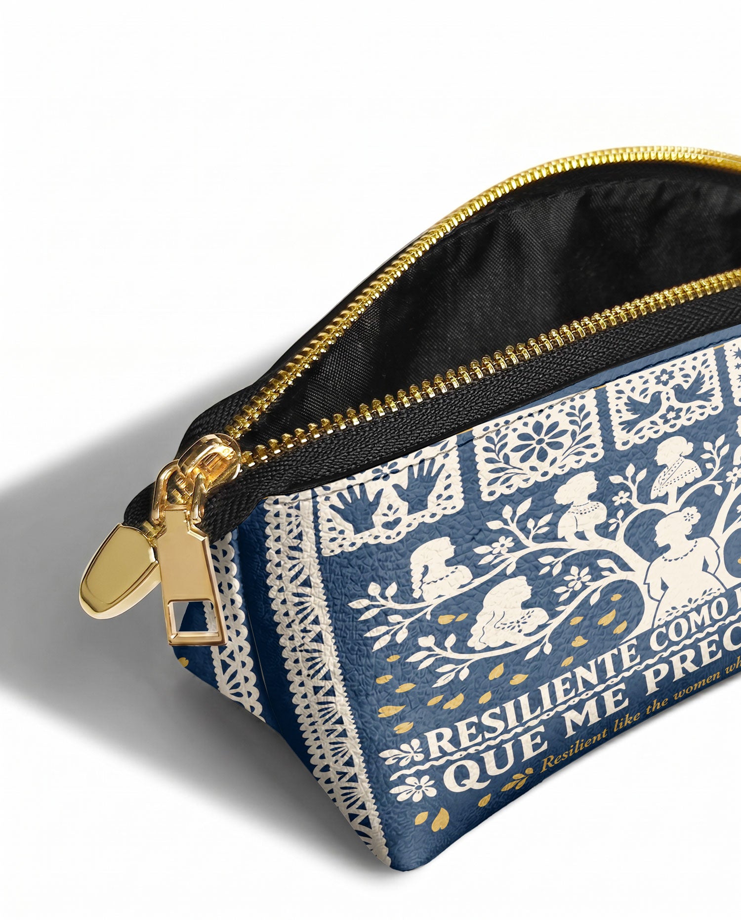 "Resiliente como las mujeres que me precedieron" ver.2 Eclipse Makeup Bag - side view | Paleta Bags