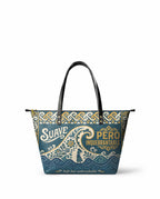 "Suave pero inquebrantable" ver.3 Leather Tote Bag - front view | Paleta Bags