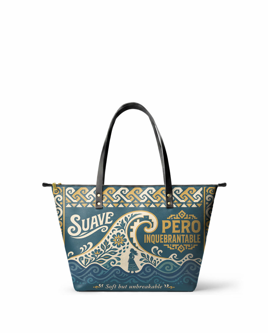 "Suave pero inquebrantable" ver.3 Leather Tote Bag