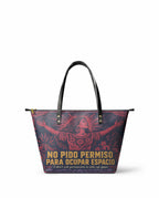 "No pido permiso para ocupar espacio" ver.2 Leather Tote Bag - front view | Paleta Bags